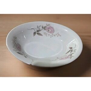 VTG Knowles Pink Rose 8"x6" Serving Bowl Display Piece Due To Damage